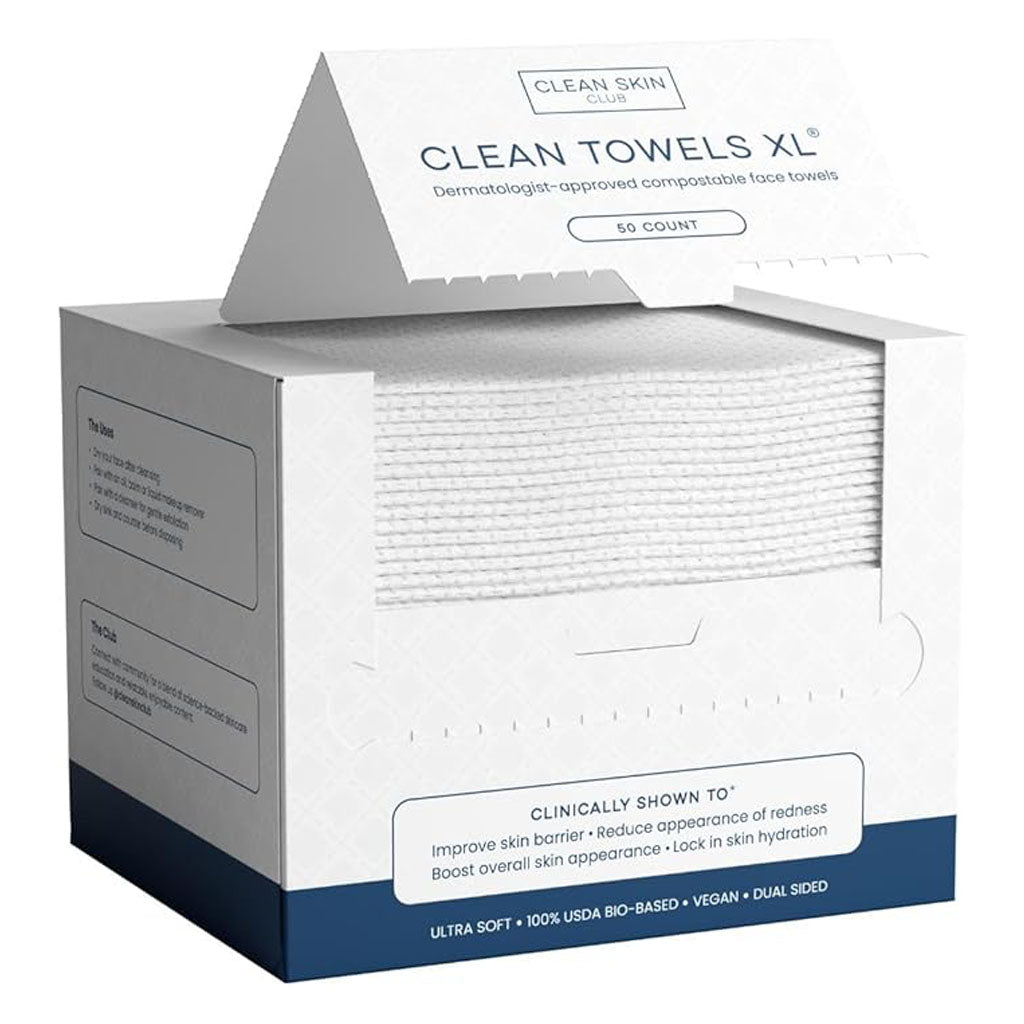 Clean Skin Club Clean Towels XL®, 100% USDA Biobased Face Towel