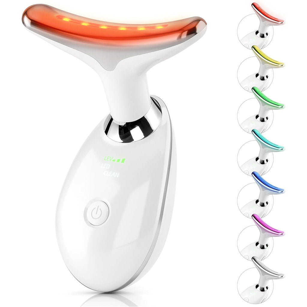 Red Light Therapy Device, 7 Color Skin Care Neck and Face Massager, Portable Facial Massager for Skin Lifting & Tightening